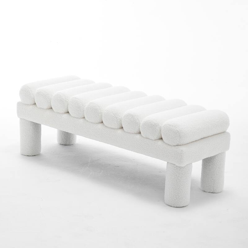 SEYNAR Modern Teddy Velvet Upholstered Rentangle Ottoman