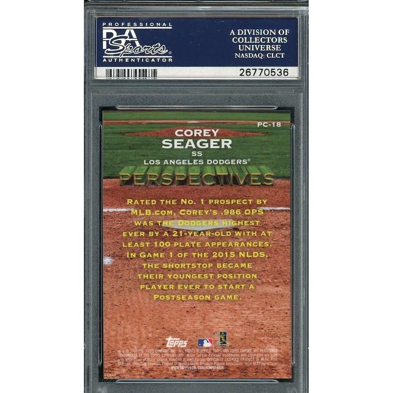 Corey Seager 2016 Topps Chrome Baseball Rookie Card #PC-18 Graded PSA 10 - 8'6" x 11'6"