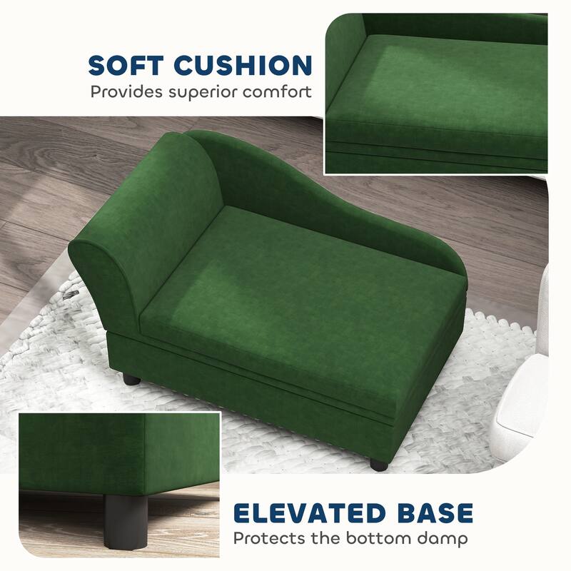 PawHut Luxury Small Dog Bed Couch W/ Storage, Little Dog Sofa
