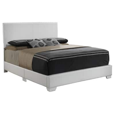 Faux Leather Upholstered King Panel Bed - 86" - White
