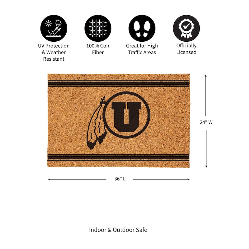 University of Utah Monochrome Indoor/Outdoor Coir Door Mat