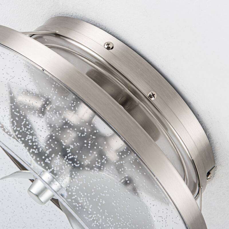 13" 3-Light Satin Nickel Flush Mount Ceiling Fan with Light