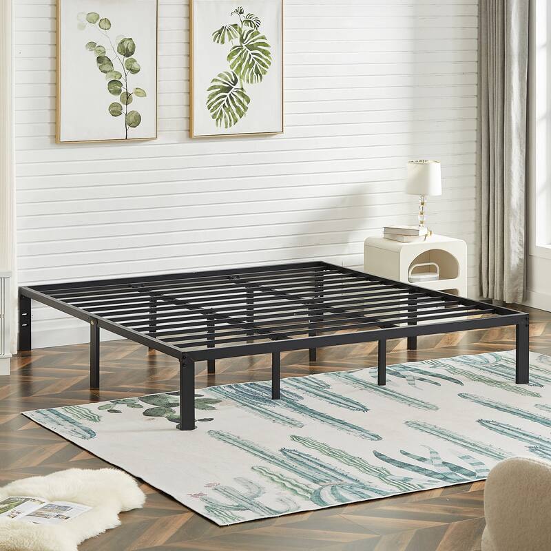 3 Piece Bedroom Set, 14.2-Inch Metal Bed Frame with Nightstand set of 2