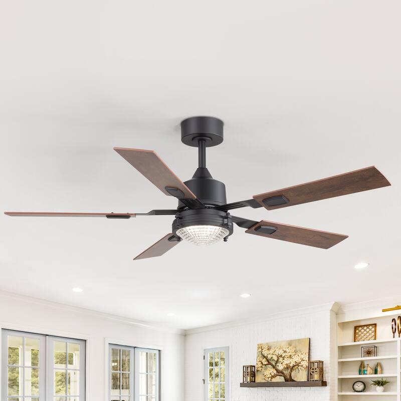 Industrial 52" Reversible 5-Blades Ceiling Fan with Remote and Light