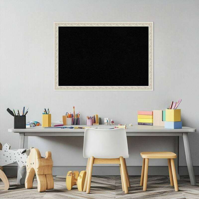 Bethany Silver Wood Framed Cork Board - Bulletin Board, Organization Board, Pin Board