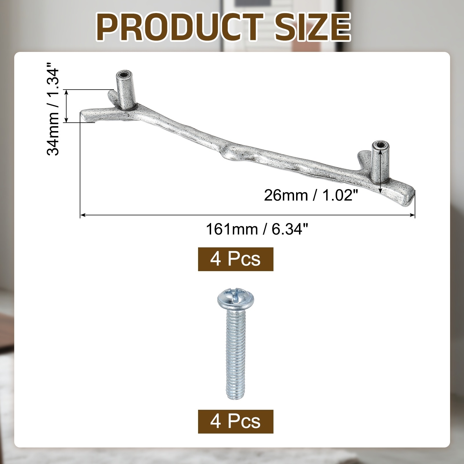 Twig Knobs, Zinc Alloy Tree Branch Furniture Dresser Pull Handles for Kitchen Wardrobe