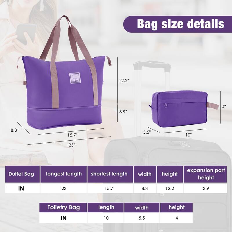 3 Piece ABS Softside Expandable Upright Spinner Luggage with TSA Lock and Duffel Bag