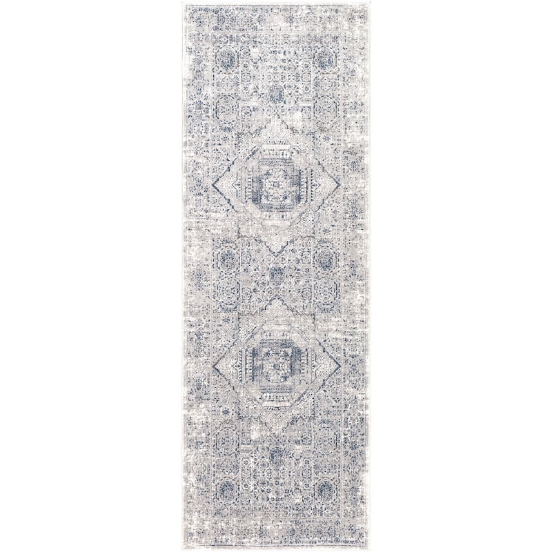 Artistic Weavers Steere Distressed Medallion Area Rug - 2'7" x 7'7" Runner - Blue/Grey