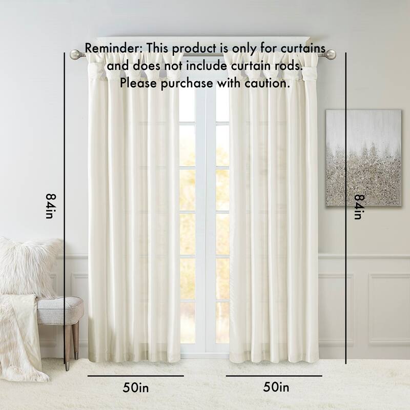 Tab Lined Window Curtain Panel 50x84"