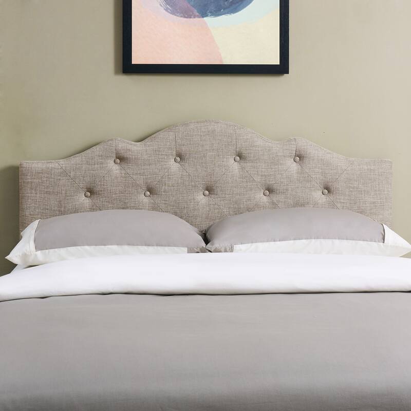 Charlie Upholstered Tufted Round Headboard - Beige - King
