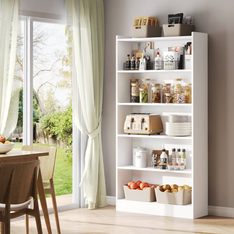 Modern 6 Tier Tall Bookcase with Storage Shelves