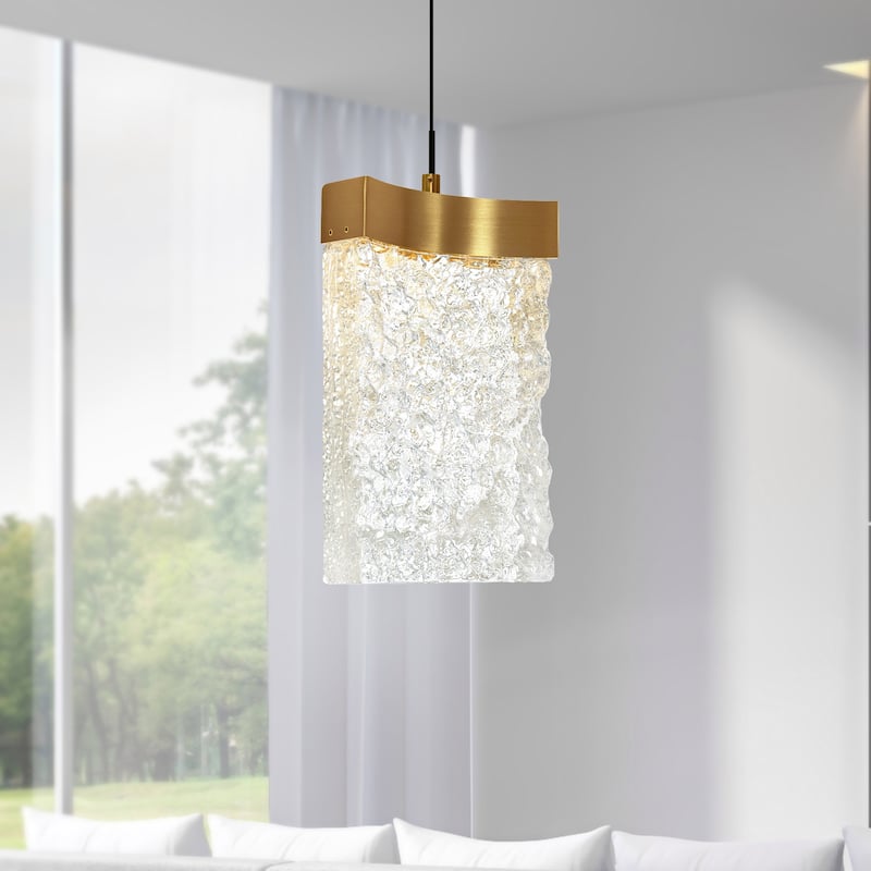 CWI Lighting Lava Integrated LED 6in Brass Mini Pendant with Handcrafted Glass
