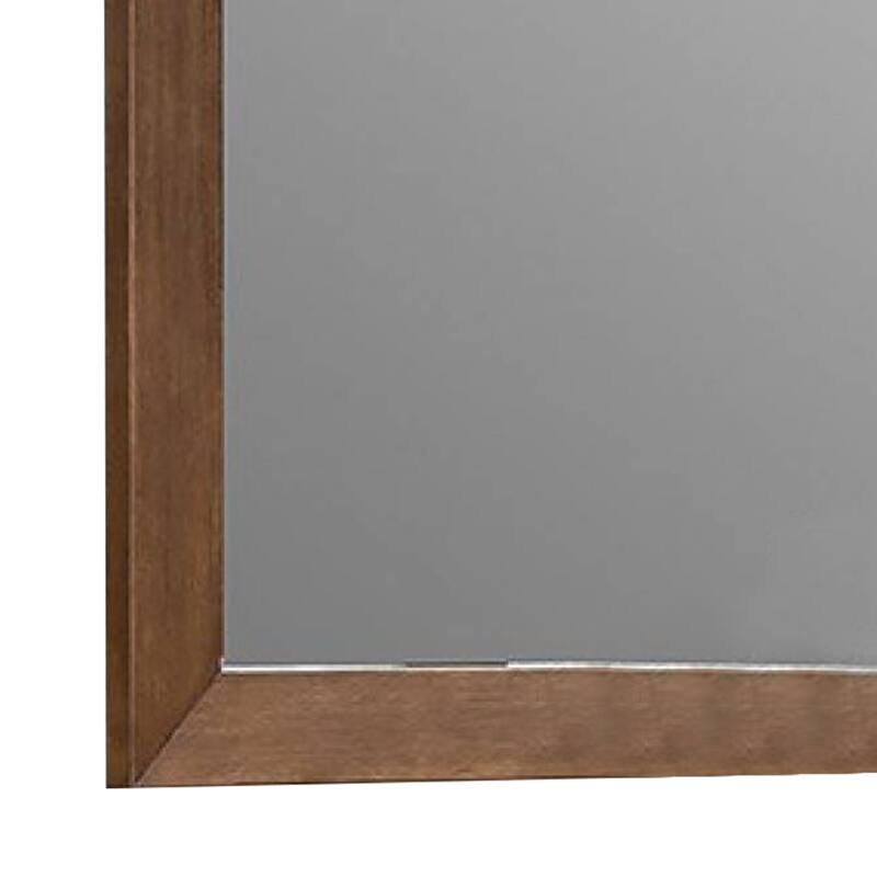 Roma Dresser Mirror, 39 Inch Rectangular Frame, Walnut Brown Solid Wood - Walnut Brown