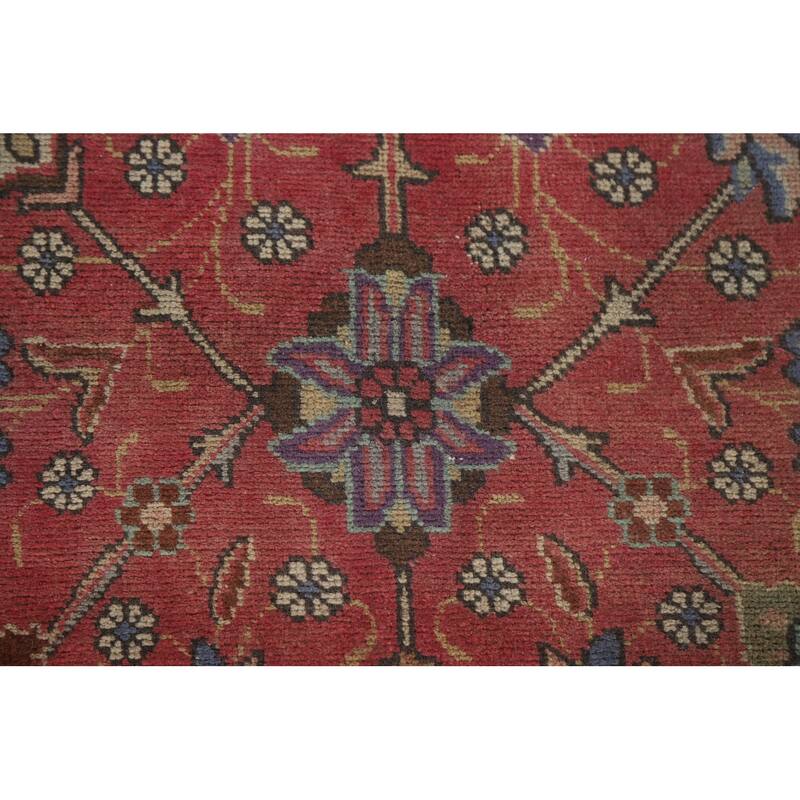 Hand Knotted Oriental 100% Wool Carpet Traditional All-Over Pink Tabriz Area Rug - 12' 8'' X 9' 8''