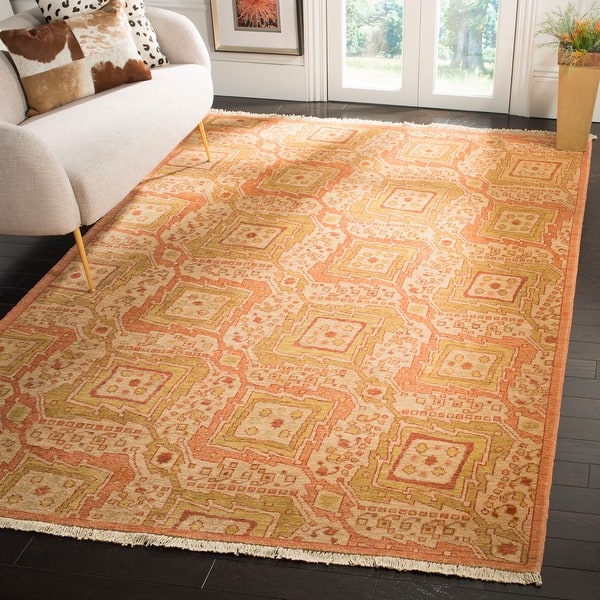 Shop Safavieh Couture Hand Knotted David Easton Debera Modern Wool Rug With Fringe Overstock 19894987 6 X 9 Desert Sunset