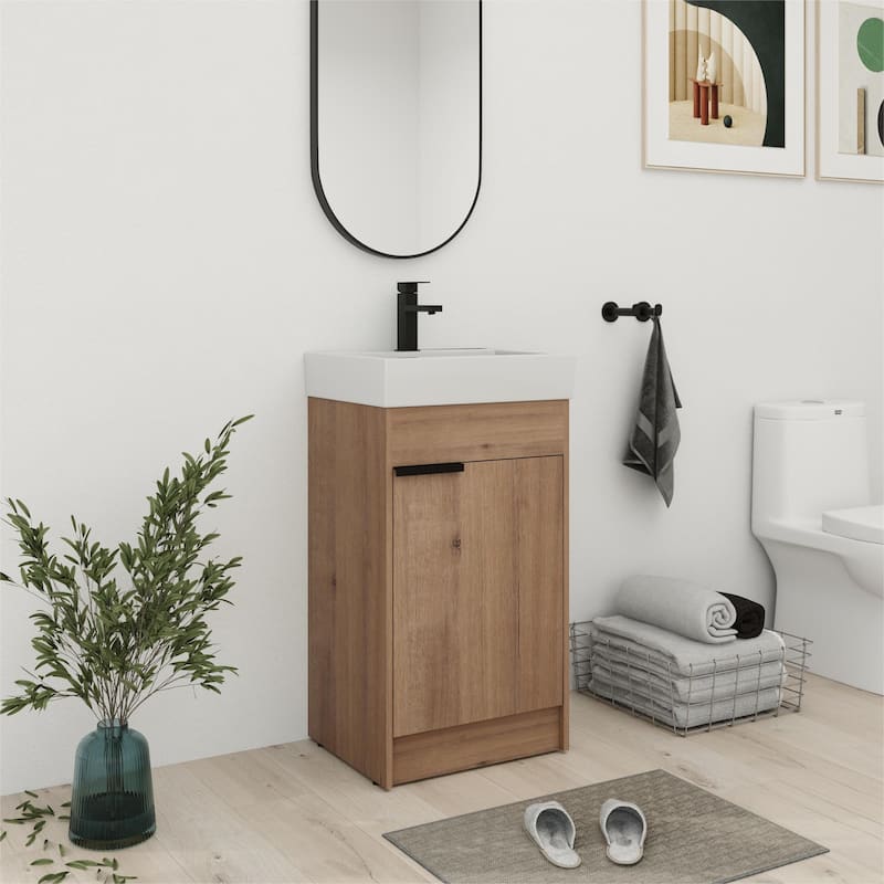 Bathroom Vanity With Sink In 16/18 Inch, Freestanding Bathroom Vanity With Soft Close Door