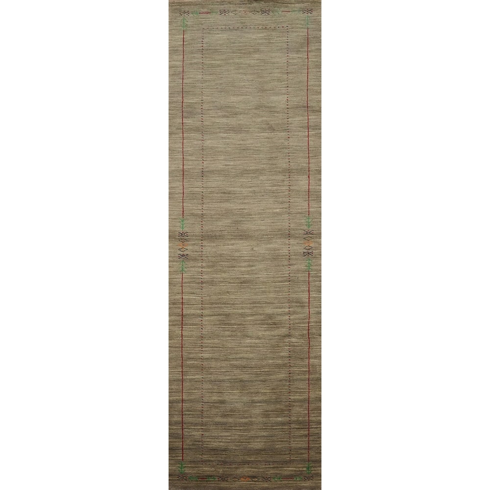 Hand Knotted Oriental 100% Wool Carpet Tribal Tribal Multi-Colored Gabbeh Runner Rug - 11' 4'' X 2' 10''