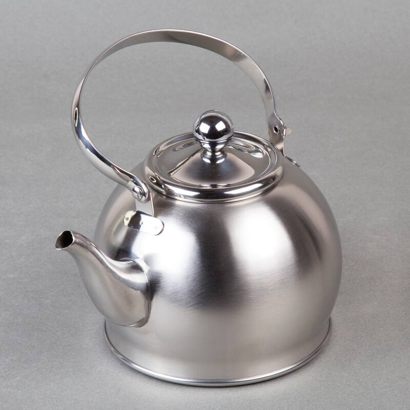 Creative Home Royal-Tea 1.0 Quart Stainless Steel Tea Kettle with with Removable Infuser Basket and Folding Handle