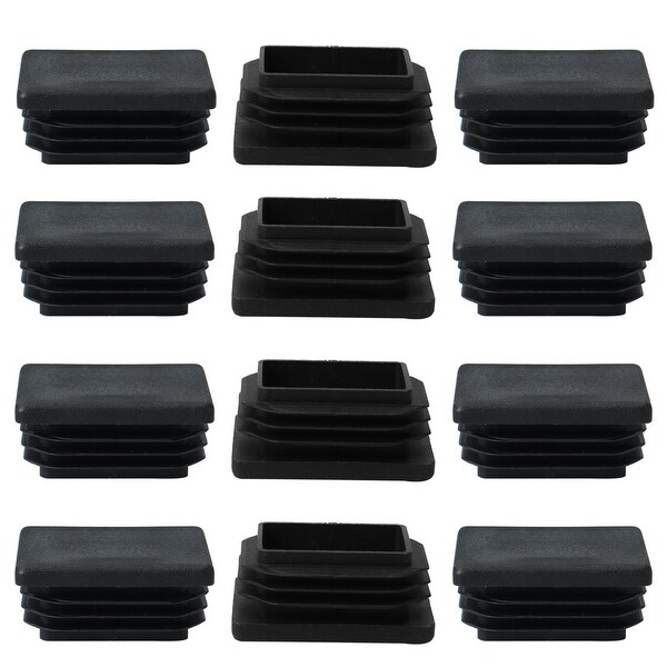 12pcs 30 x 40mm Plastic Rectangle Ribbed Tube Insert End Cover Pad Furniture Table Desk Feet Floor Protector