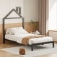 preview thumbnail 1 of 7, Black Twin Size Metal Platform Bed with House-Shaped Headboard Twin - Black