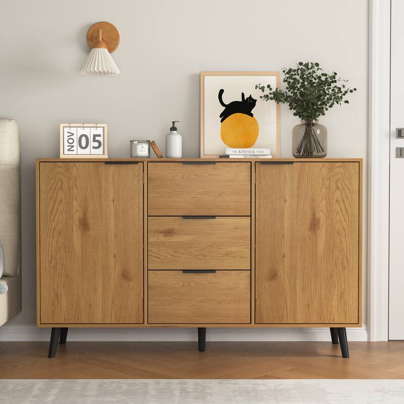 Sideboard Buffet Cabinet with 3 Drawers and 2 Doors