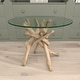 preview thumbnail 11 of 14, Brown Wood Handmade Tree Branch Accent Table with Clear Glass Top