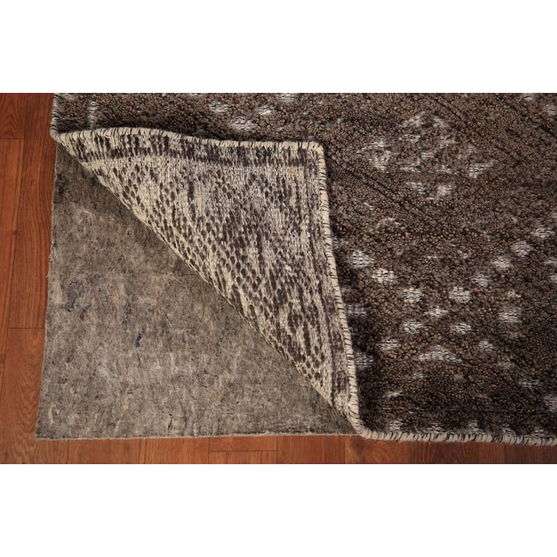 Brown Geometric Moroccan Oriental Area Rug Handmade Wool Carpet - 5'0" x 8'2"