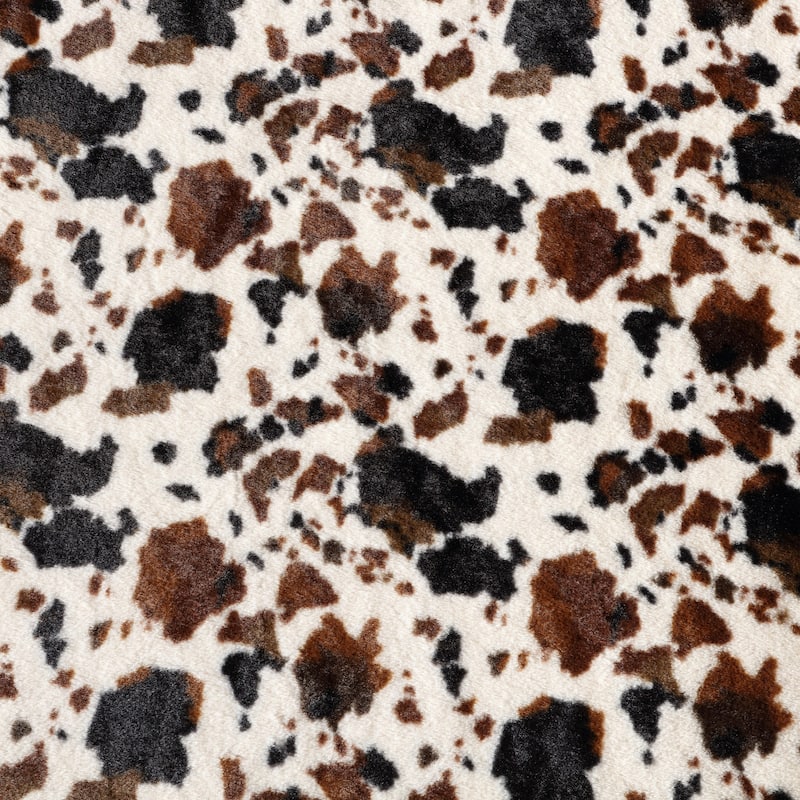 Wrangler Spotted Cow Print Faux Fur Brown Throw Blanket