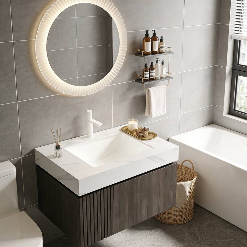 Floating Storage Bathroom Vanity with 1 Pre-drilled Faucet Hole