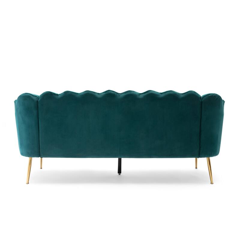 76.25" Velvet Channel Stitching 3-seater Sofa with Metal Legs for Living Room