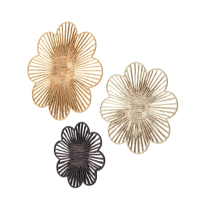 American Art Decor Woven Paper Rope Wall Decor, Set of 3