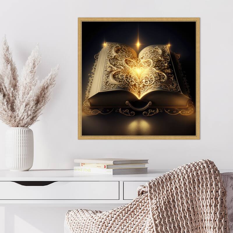 Divine Book of Love by Jake Fouracre Framed Canvas Wall Art Print - Sylvie Bright Gold