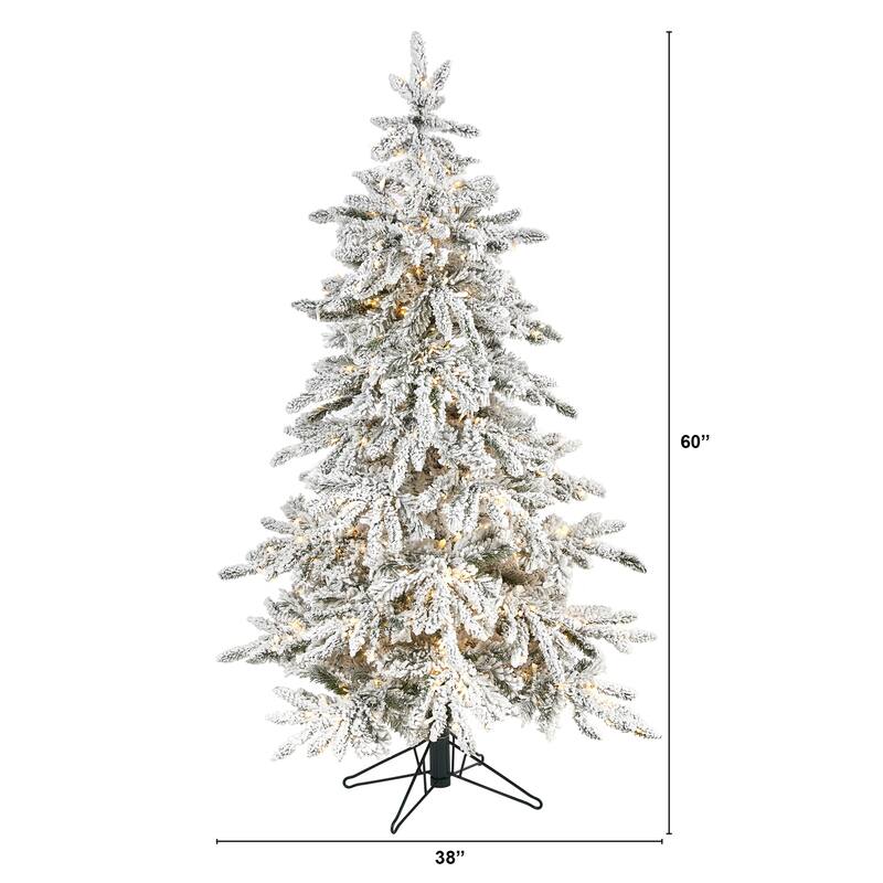 5ft Artificial Christmas Tree with Warm Lights & Bendable Branches - Holiday Decor - White - 60