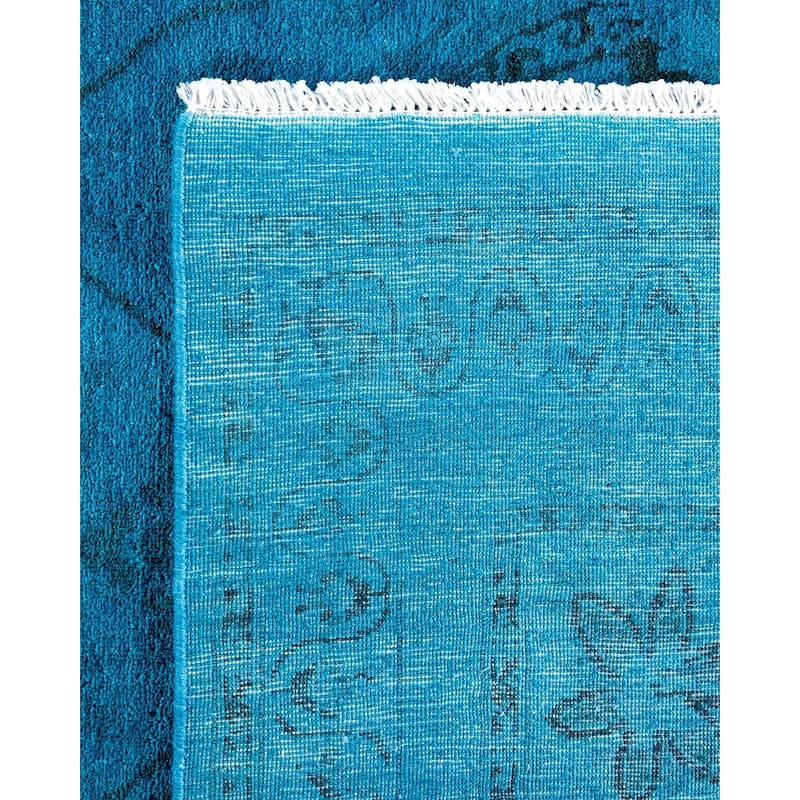 Overdyed, One-of-a-Kind Hand-Knotted Area Rug - Blue - 8' 3" x 10' 2"