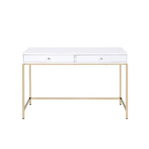 Glide Modern 3-drawer Wood and Metal Office Desk, 58-inches wide - On Sale  - Bed Bath & Beyond - 31294183