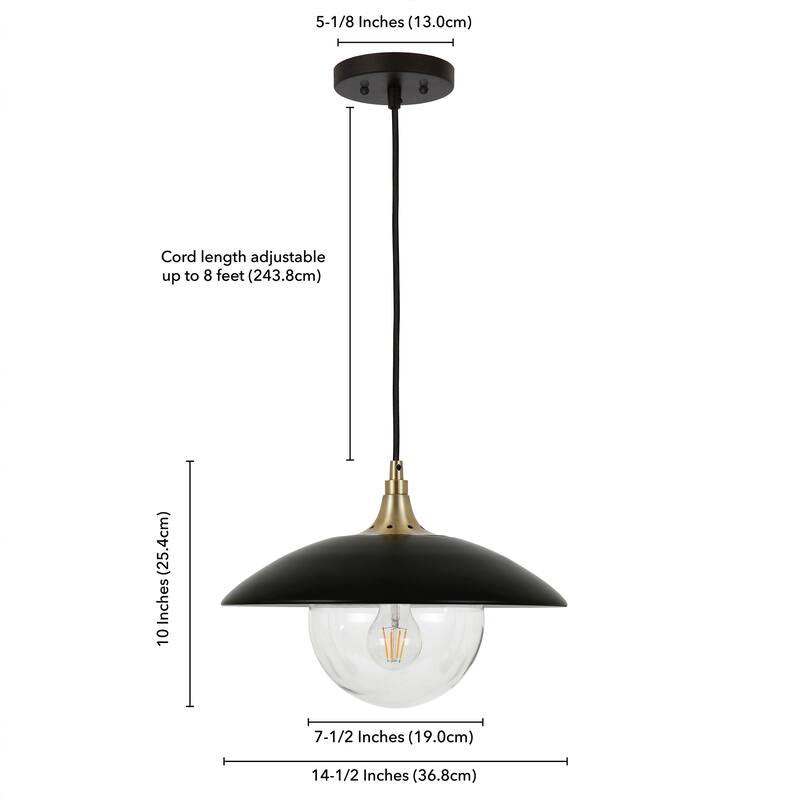 Alvia 14.5" Wide Pendant with Metal/Glass Shade - 14.5" Wide