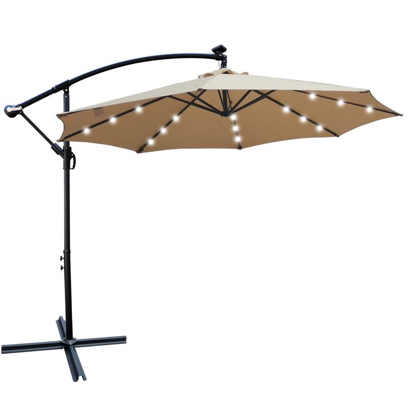 Outdoor Patio Umbrella with Solar Powered LED Lights