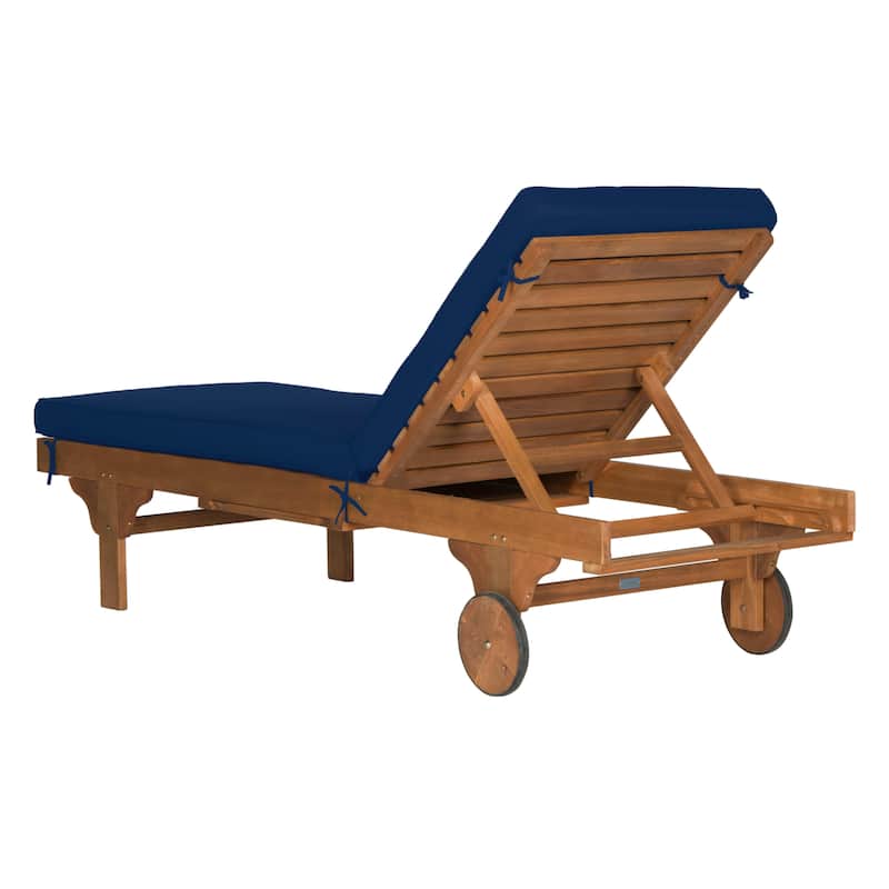 SAFAVIEH Outdoor Aubrie Adjustable Chaise Lounge Chair with Wheel.
