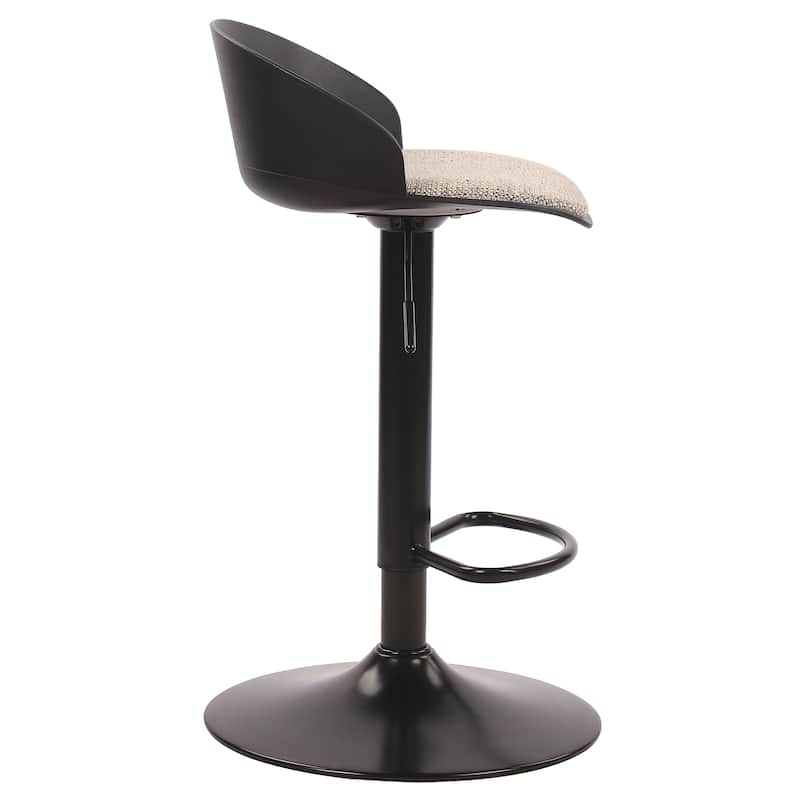 Contemporary Metal and Fabric Adjustable Air-Lift Stool, Set of 2