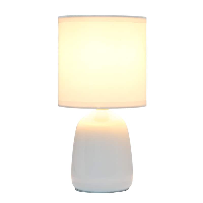 Tall Ceramic Thimble Bedside Table Desk Lamp with Drum Shade - 10" - Cream