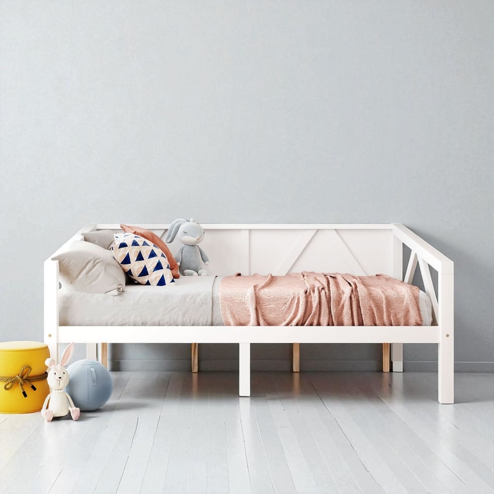 Twin/Full Size Wood Daybed Frame with Storage Space, Modern Sofa Bed with Backrest, No Box Spring Required
