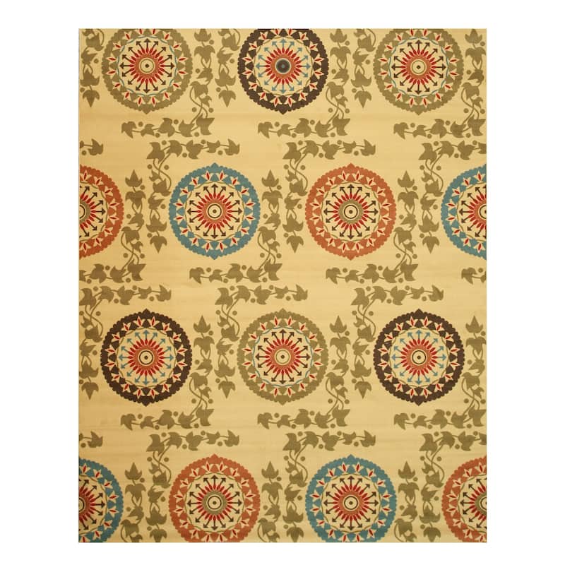 Ivory Transitional Floral Mandana Rug - 5'3" x 7'3"
