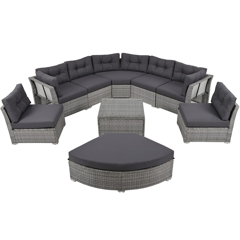 Patio Furniture Set Outdoor Furniture Daybed Rattan Sectional Furniture Set Patio Seating Group With Cushions and Center Table