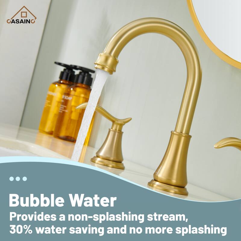 8 in. Widespread Double Handle Bathroom Faucet with Drain Kit Included
