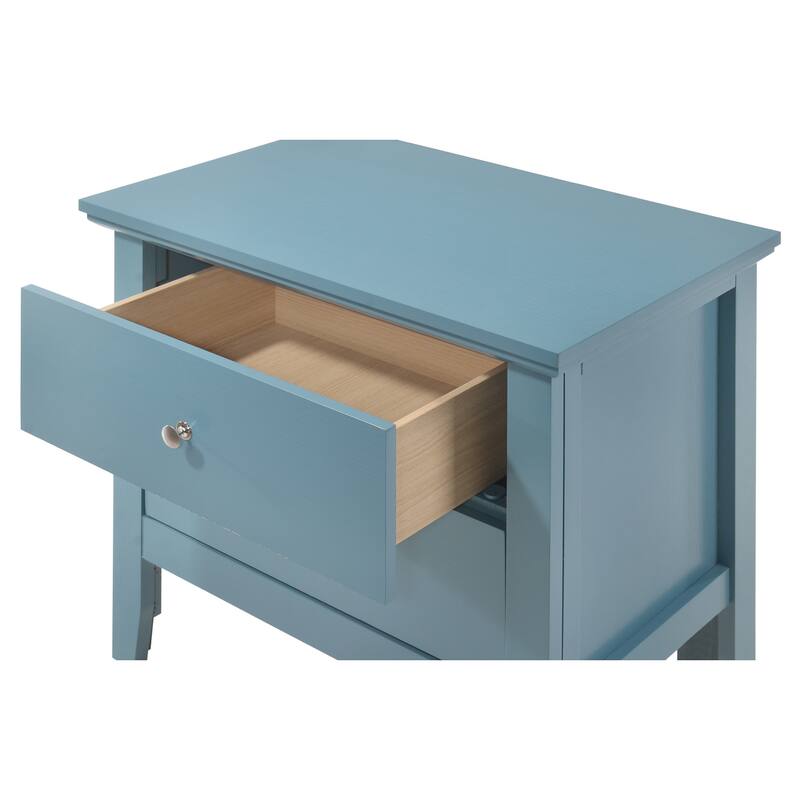 Teal Nightstand 24x24x16 with Two Drawers, Vibrant Transitional Bedside Table for Storage and Bedroom Accent Furniture