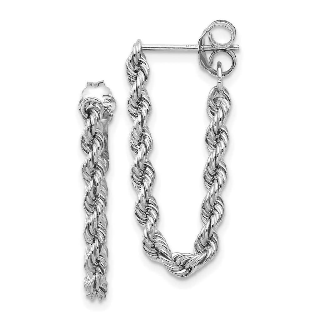 Curata 10k White Gold 24x10mm Rope Chain Guardian Angel Post Earrings