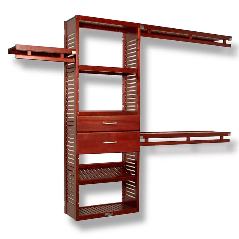 John Louis Home Solid Wood Reach-In Simplicity Closet Sytem with 2-Drawers Red Mahogany