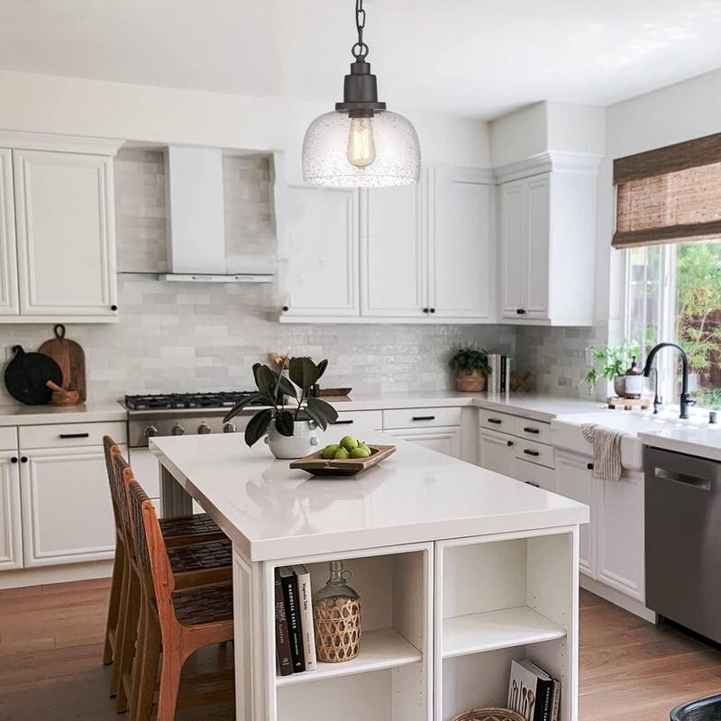 1 Light hanging light dark bronze pendant light glass, metal island tlight