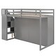 preview thumbnail 18 of 34, Functional Loft Bed with 3 Shelves, 2 Wardrobes and 2 Drawers, Gray