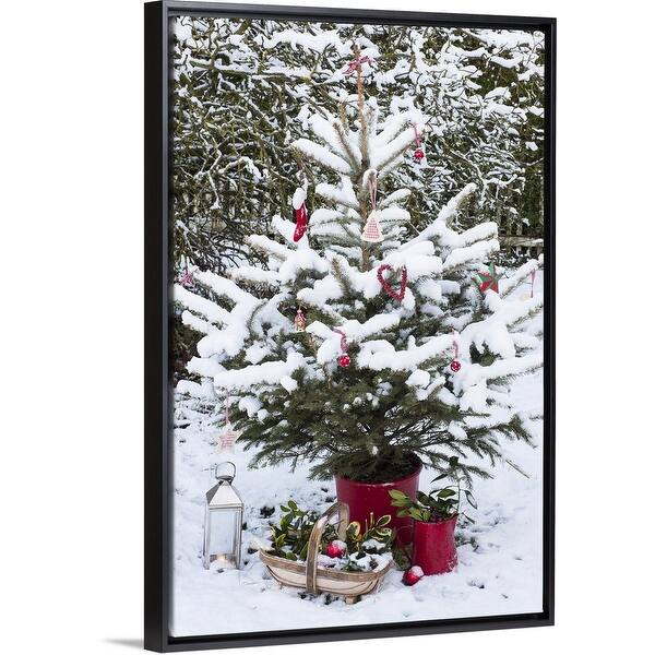 Shop Snowy Christmas Tree With Decorations Black Float Frame
